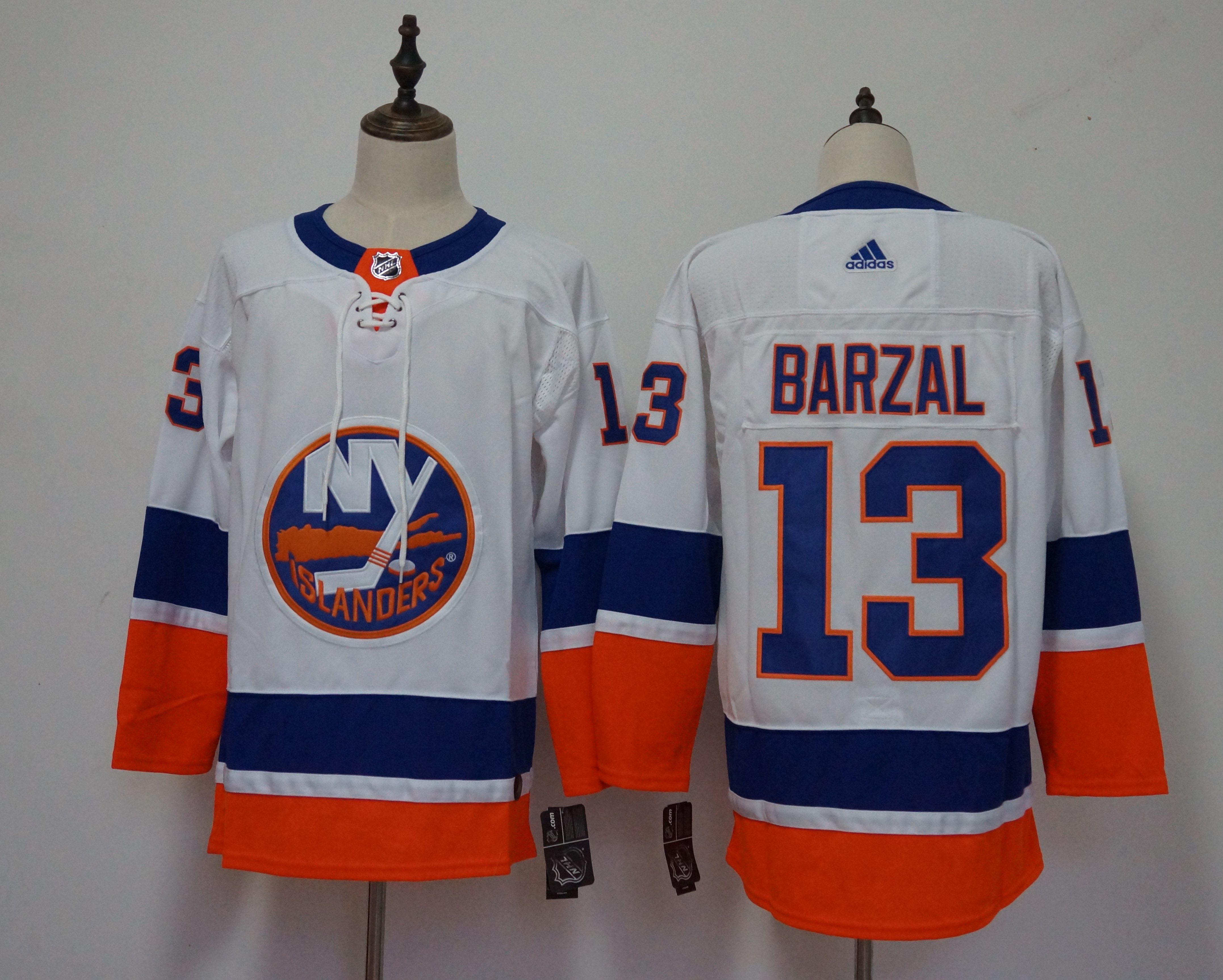Men New York Islanders #13 Barzal White Adidas Hockey Stitched NHL Jerseys->detroit red wings->NHL Jersey